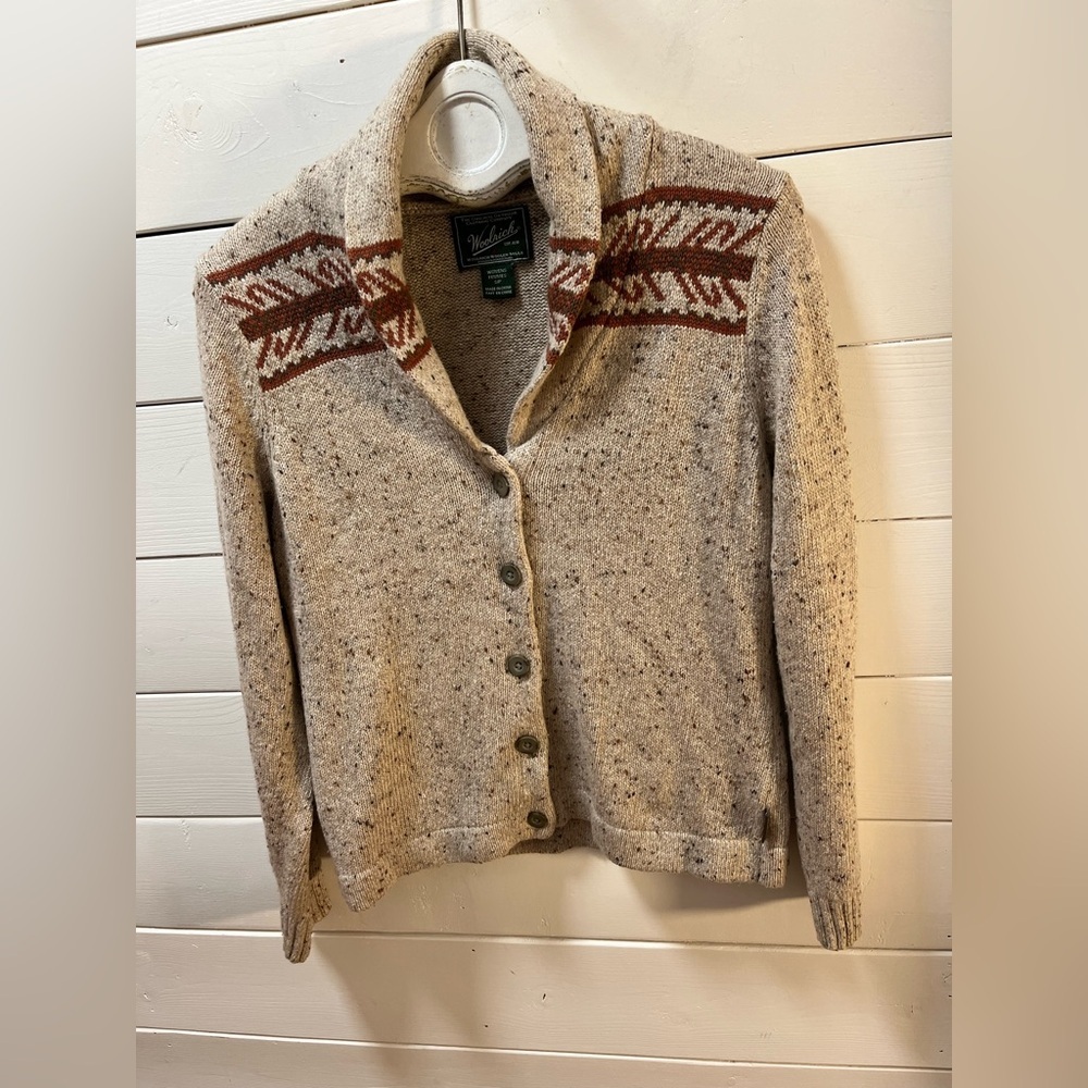 WOOLRICH Vintage Beige Knit Cardigan Size S - Picture 3 of 10